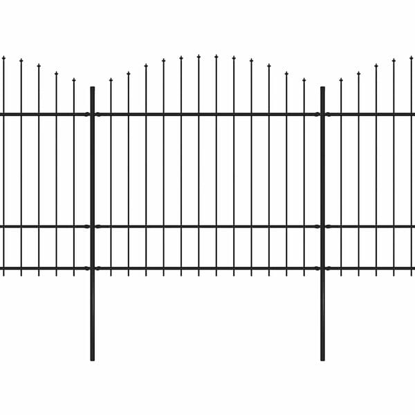 vidaXL Recinzione da Giardino con Punta a Lancia in Acciaio 359x175 cm Nero