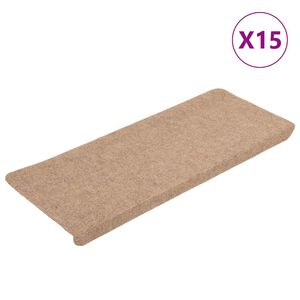 vidaXL Tappetini Autoadesivi per Scale 15 pz 65x24,5x3,5 cm Beige