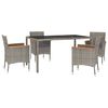 vidaXL Set da Pranzo da Giardino 5 pz con Cuscini in Polyrattan Grigio