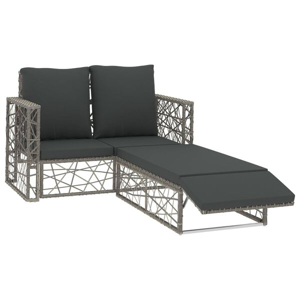 vidaXL Set Divani da Giardino 2 pz con Cuscini in Polyrattan Grigio