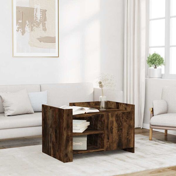 vidaXL Tavolino da Salotto Rovere Fumo 80x50x50cm in Legno Multistrato