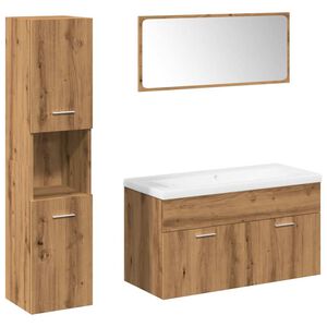 vidaXL Set Mobili da Bagno 5 pz Rovere Artigianale Legno Multistrato