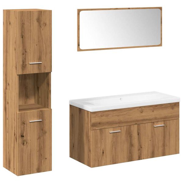 vidaXL Set Mobili da Bagno 5 pz Rovere Artigianale Legno Multistrato