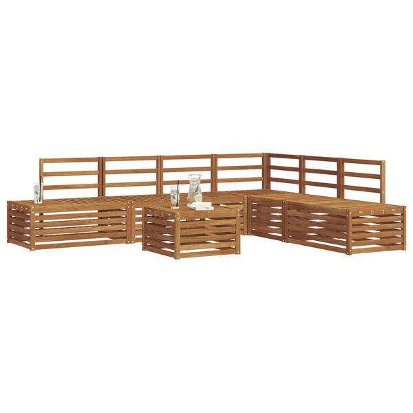 vidaXL Set di divani da esterno 7 Pezzo Naturale