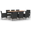 vidaXL Set da Pranzo da Giardino 9 pz con Cuscini Nero in Polyrattan