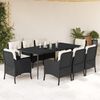 vidaXL Set da Pranzo da Giardino 9 pz con Cuscini Nero in Polyrattan