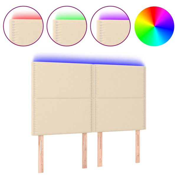 vidaXL Testiera a LED Crema 144x5x118/128 cm in Tessuto