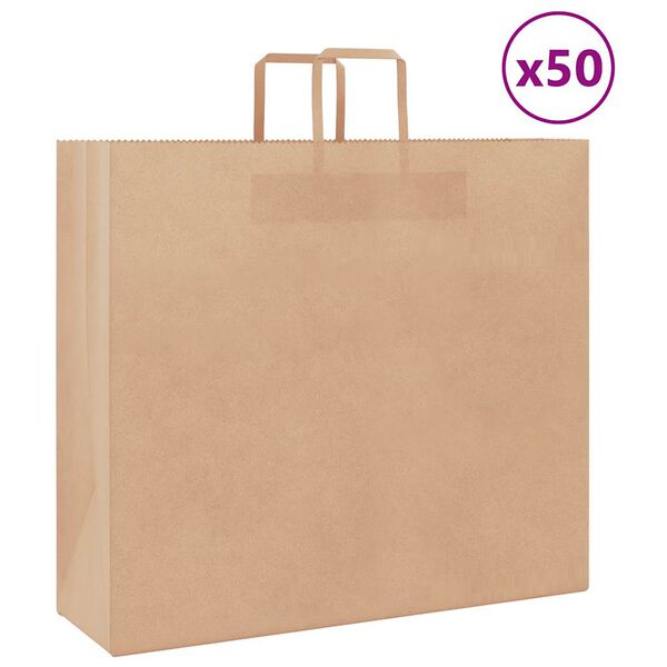 vidaXL Sacchetti di Carta 50 pz con Manici Marrone 54x15x49 cm