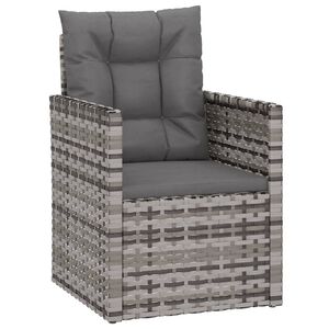 vidaXL Poltrona da Giardino con Cuscini Grigia in Polyrattan