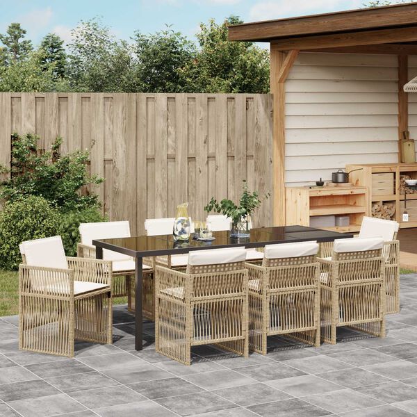 vidaXL Set da Pranzo per Giardino 9 pcs Beige
