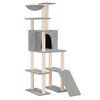 vidaXL Albero per Gatti con Tiragraffi in Sisal Grigio Chiaro 166 cm