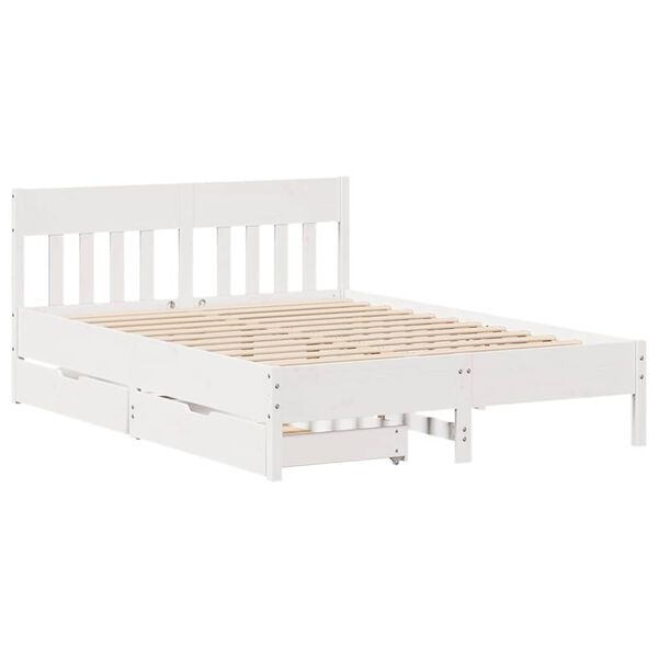 vidaXL Letto senza Materasso Bianco 135x190 cm Legno Massello di Pino