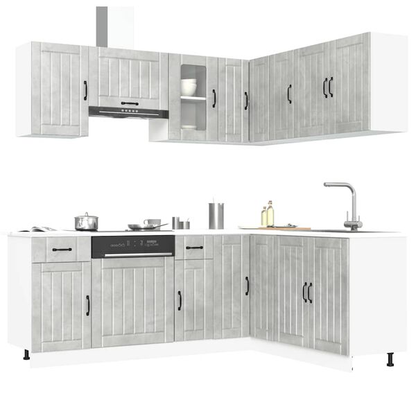 vidaXL Set Mobili da Cucina 11 pz Kalmar Grigio Cemento in Truciolato