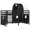 vidaXL Letto a Soppalco con Tunnel Bambini Bianco e Nero 90x200cm Pino