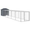 vidaXL Pollaio con Area Corsa Antracite 117x609x123 cm Acciaio Zincato