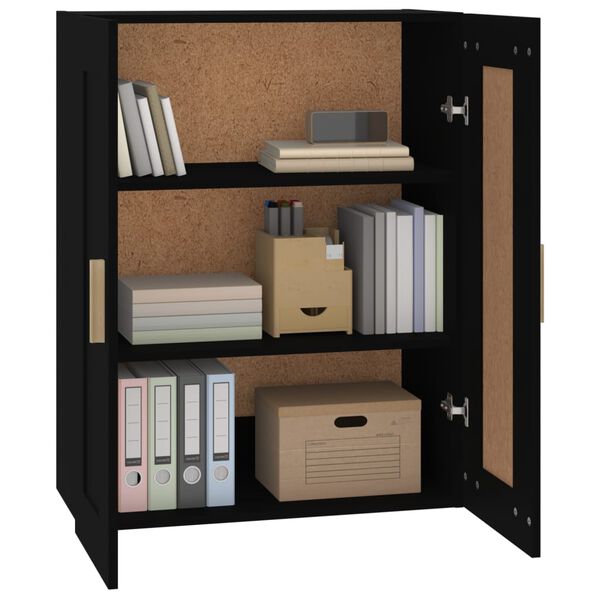 vidaXL Mobile a Parete Nero 69,5x32,5x90 cm in Legno Multistrato