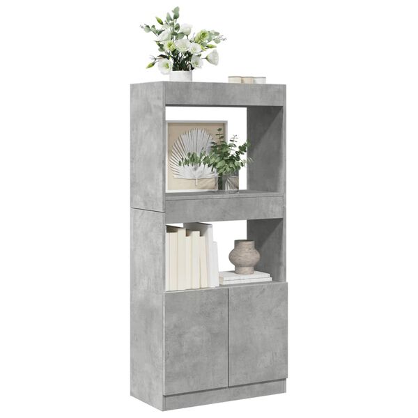 vidaXL Credenza Grigio Cemento 63x33x140 in Truciolato