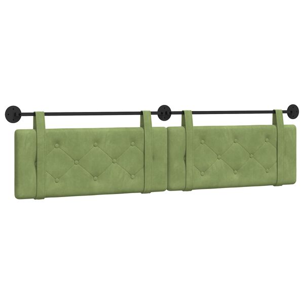 vidaXL Testata appesa Verde chiaro 210 x 55 x 5 cm Velluto