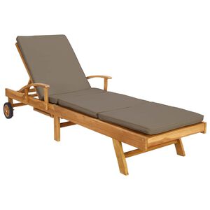 vidaXL Lettino con Cuscino 100% Poliestere Teak Solido