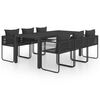 vidaXL Set da Pranzo da Giardino 7 pz in Rattan PVC Nero