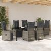 vidaXL Set da Pranzo per Giardino con cuscino 7 pcs Grigio Poly Rattan