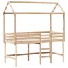 vidaXL Letto Soppalco con Scala e Tetto 90x200 cm Legno Massello Pino