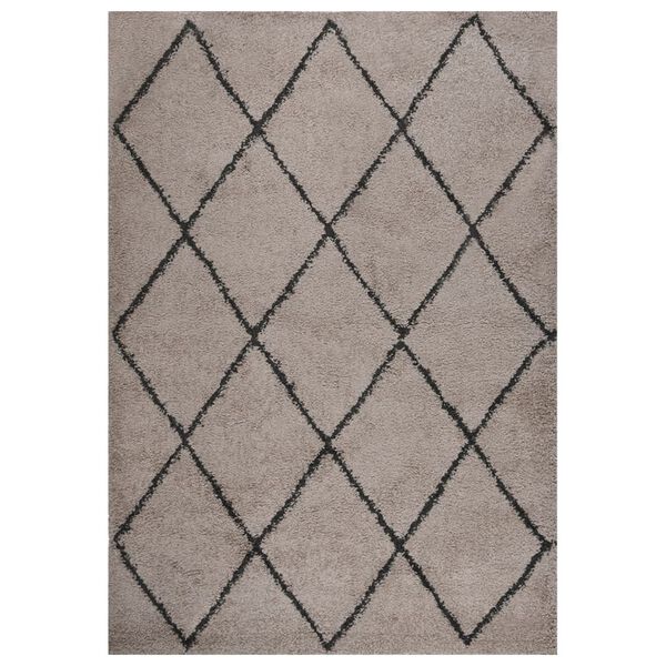 vidaXL Tappeto Shaggy a Pelo Alto Beige e Antracite 140x200 cm