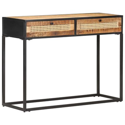 VidaXL Tavolo Consolle 90x30x75 Cm In Legno Massello Di Recupero - Stile Unico E Sostenibile Con Ripiani In Ferro - 2