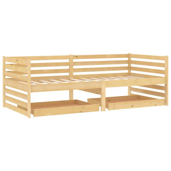 vidaXL Divano Letto con Cassetti 90x200 cm Legno Massello di Pino