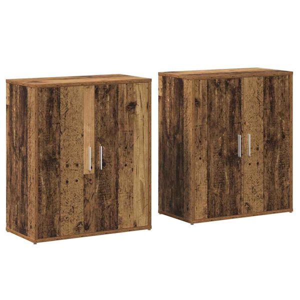 vidaXL Credenza 2 pcs Legno vecchio 60 x 31 x 70 cm Legno multistrato