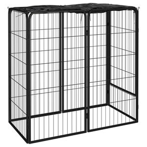 vidaXL Box Cani a 6 Pannelli Nero 50x100cm Acciaio Verniciato Polvere