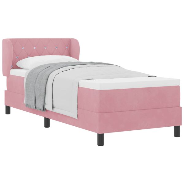 vidaXL Letto a molle con materasso Rosa 80 x 200 cm Velluto