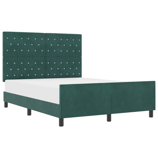 vidaXL Letto a molle con testiera Verde Scuro 140 x 200 cm Velluto