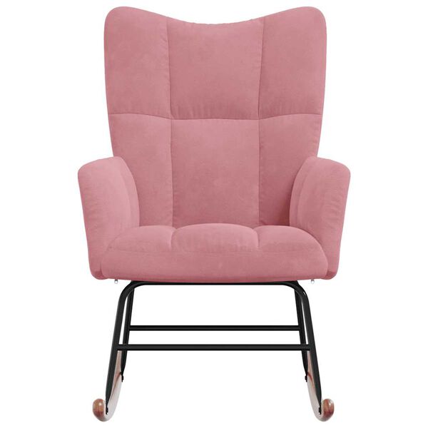 vidaXL Sedia a Dondolo Rosa in Velluto