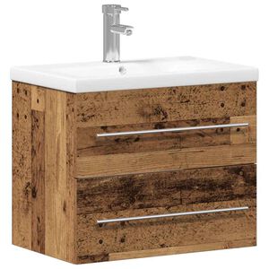 vidaXL Armadio per Lavabo da Bagno con cassetto 2 pcs Legno vecchio
