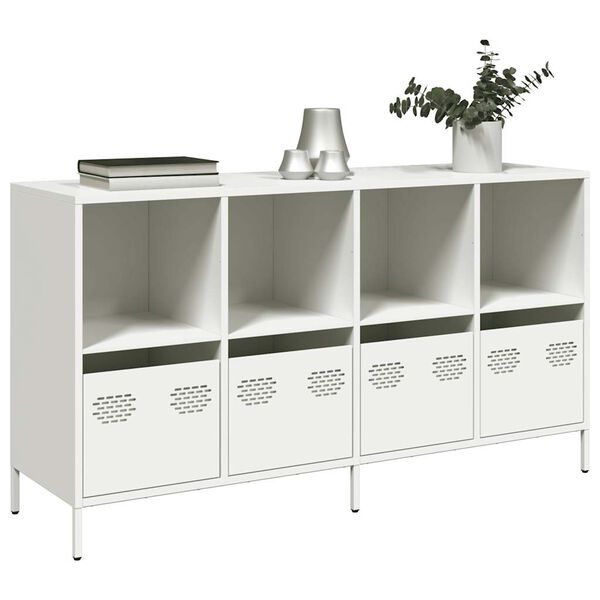 vidaXL Credenza Bianca 135x39x73,5 cm in Acciaio Laminato a Freddo