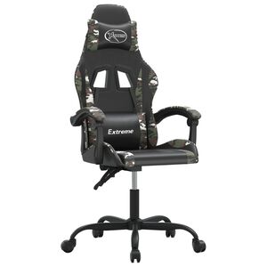 vidaXL Sedia da Gaming Girevole Nero e Mimetico in Similpelle