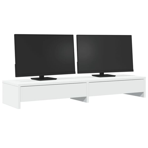vidaXL Supporto per Monitor con Cassetti Bianco 100x27x15 cm in Legno Agglomerato
