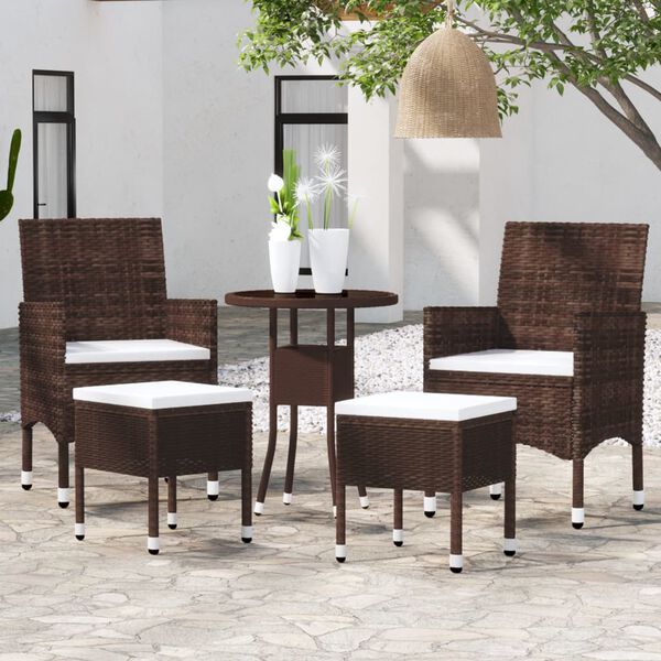 vidaXL Set Divani da Giardino 5 pz in Polyrattan Marrone