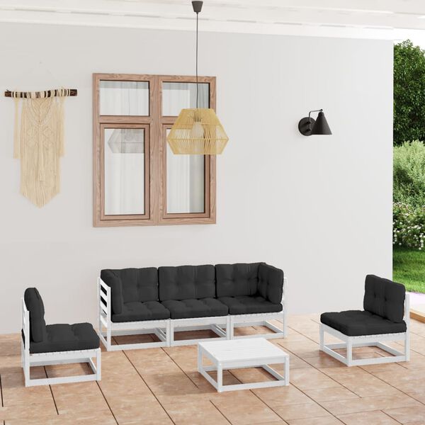 vidaXL Set Divani da Giardino 6 pz con Cuscini Legno Massello di Pino