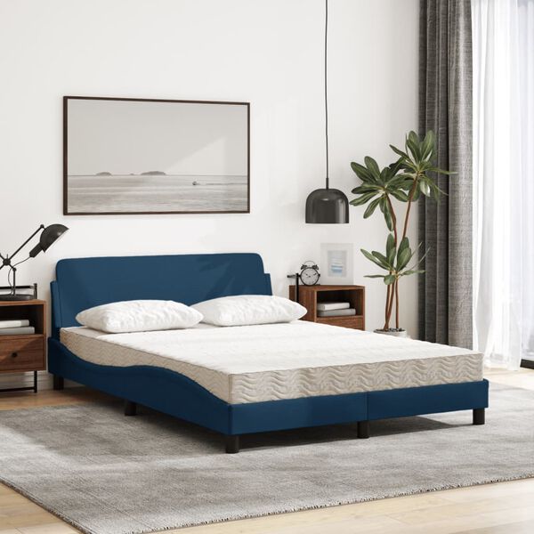 vidaXL Letto con Materasso Dover Blu 120x200 cm in Tessuto