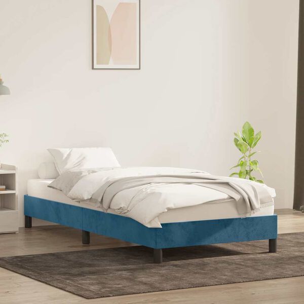 vidaXL Giroletto senza Materasso Blu Scuro 90x220 cm in Velluto