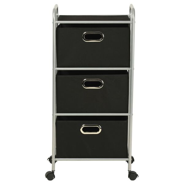 vidaXL Scaffale con 3 Contenitori in Acciaio e Tessuto non Tessuto