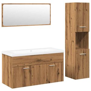vidaXL Set Mobili da Bagno 4 pz Rovere Artigianale Legno Multistrato