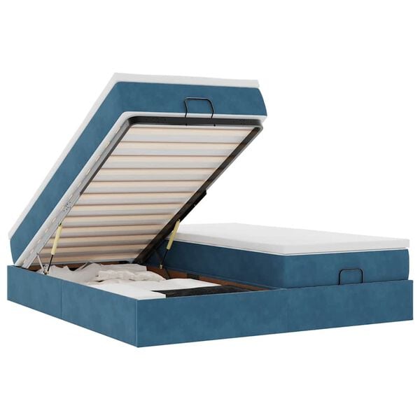 vidaXL Struttura Letto Pouf con Materassi 160x200 cm Velluto