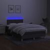 vidaXL Letto a Molle Materasso e LED Grigio Scuro 120x190cm in Tessuto