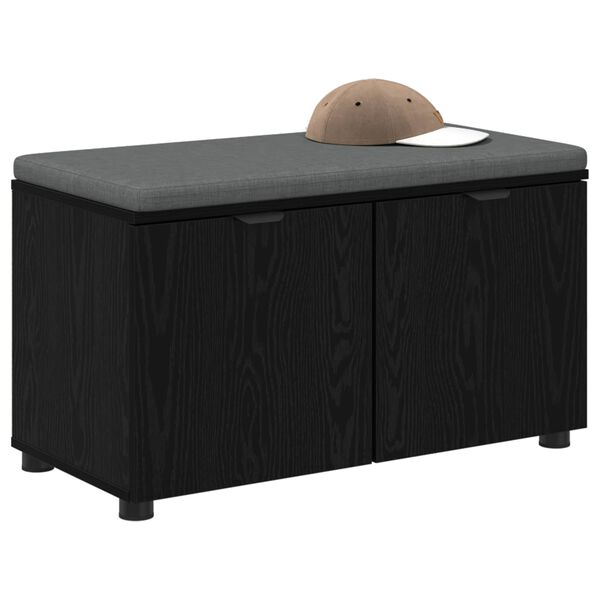 vidaXL Panca per ingresso con cuscino Rovere Nero 80 x 46 x 46 cm