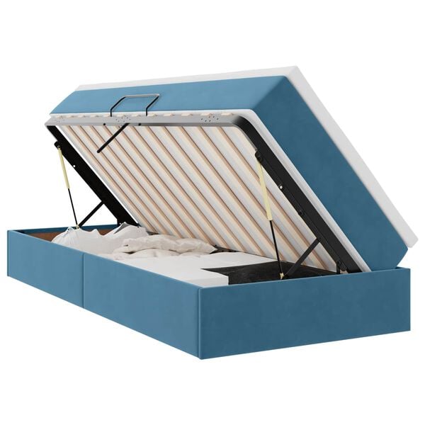vidaXL Letto con contenitore e materasso Blu Scuro 90 x 200 cm Velluto