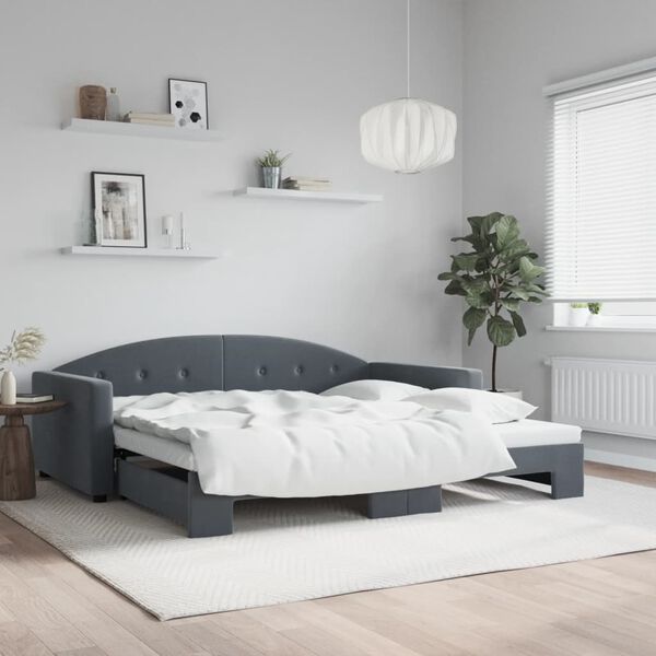 vidaXL Divano Letto con Letto Estraibile Grigio Scuro 100x200 Velluto