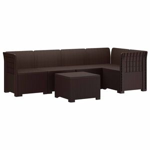 vidaXL Divano da Giardino 5 Posti Stile Rattan PP Marrone